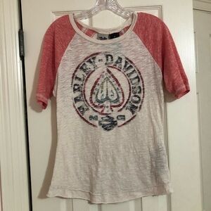 H-D® Womens Stars and‎ Spade Burn-out Raglan Tee Medium Harley Davidson Biker